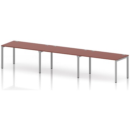 Impulse Bench Single Row 3 Person 1400 Silver Frame Office Bench Desk Brick Red