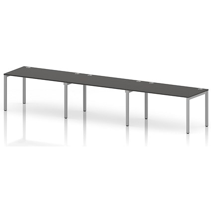 Impulse Bench Single Row 3 Person 1400 Silver Frame Office Bench Desk Carbon Grey