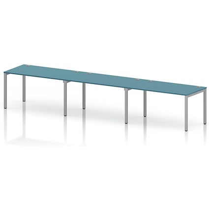 Impulse Bench Single Row 3 Person 1400 Silver Frame Office Bench Desk Dark Teal