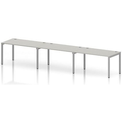 Impulse Bench Single Row 3 Person 1400 Silver Frame Office Bench Desk Dove Grey