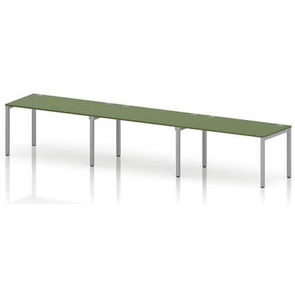 Impulse Bench Single Row 3 Person 1400 Silver Frame Office Bench Desk Moss Green
