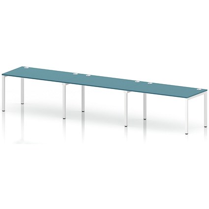 Impulse Bench Single Row 3 Person 1400 White Frame Office Bench Desk Dark Teal