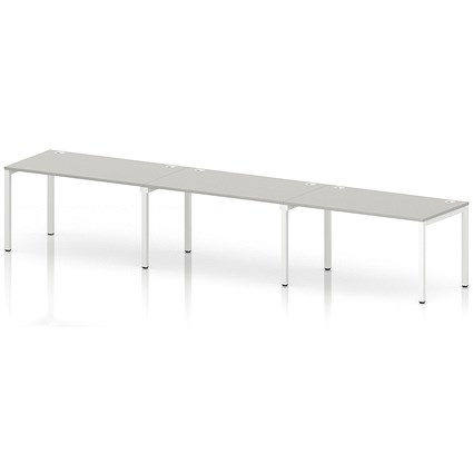 Impulse Bench Single Row 3 Person 1400 White Frame Office Bench Desk Dove Grey