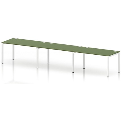 Impulse Bench Single Row 3 Person 1400 White Frame Office Bench Desk Moss Green