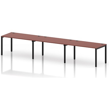 Impulse Bench Single Row 3 Person 1600 Black Frame Office Bench Desk Brick Red