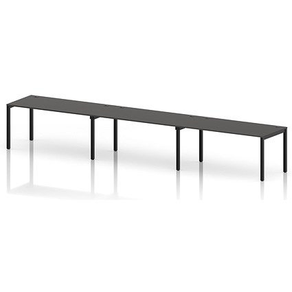Impulse Bench Single Row 3 Person 1600 Black Frame Office Bench Desk Carbon Grey