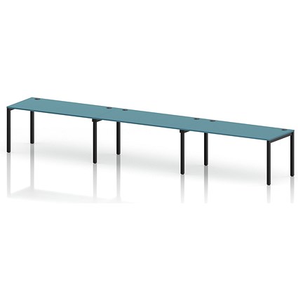 Impulse Bench Single Row 3 Person 1600 Black Frame Office Bench Desk Dark Teal