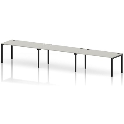 Impulse Bench Single Row 3 Person 1600 Black Frame Office Bench Desk Dove Grey