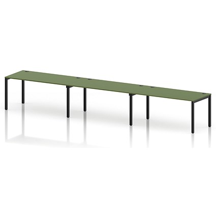 Impulse Bench Single Row 3 Person 1600 Black Frame Office Bench Desk Moss Green