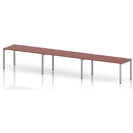 Impulse Bench Single Row 3 Person 1600 Silver Frame Office Bench Desk Brick Red