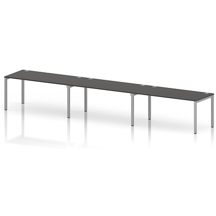 Impulse Bench Single Row 3 Person 1600 Silver Frame Office Bench Desk Carbon Grey