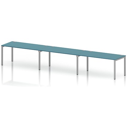 Impulse Bench Single Row 3 Person 1600 Silver Frame Office Bench Desk Dark Teal