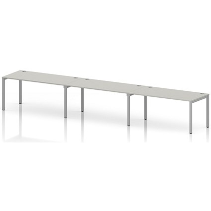 Impulse Bench Single Row 3 Person 1600 Silver Frame Office Bench Desk Dove Grey