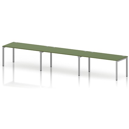 Impulse Bench Single Row 3 Person 1600 Silver Frame Office Bench Desk Moss Green