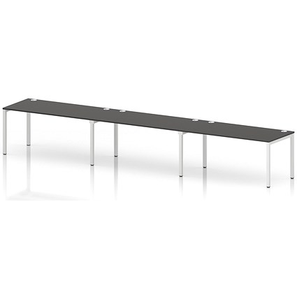 Impulse Bench Single Row 3 Person 1600 White Frame Office Bench Desk Carbon Grey