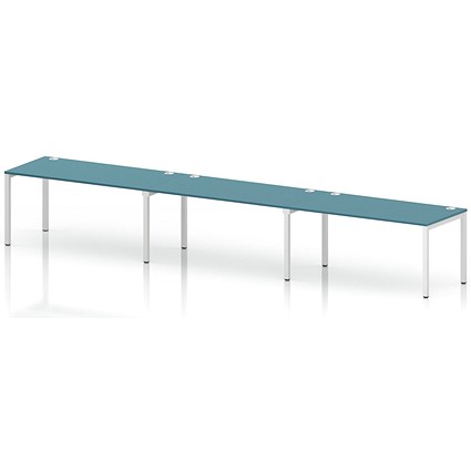 Impulse Bench Single Row 3 Person 1600 White Frame Office Bench Desk Dark Teal