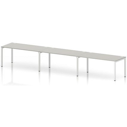 Impulse Bench Single Row 3 Person 1600 White Frame Office Bench Desk Dove Grey