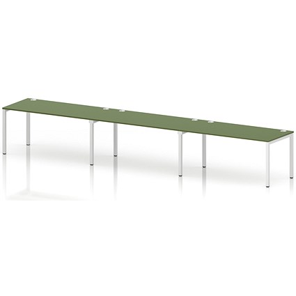 Impulse Bench Single Row 3 Person 1600 White Frame Office Bench Desk Moss Green