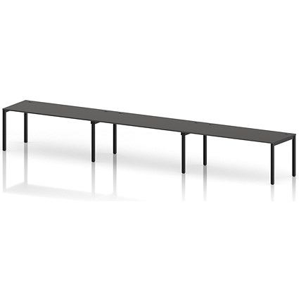 Impulse Bench Single Row 3 Person 1800 Black Frame Office Bench Desk Carbon Grey