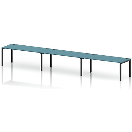 Impulse Bench Single Row 3 Person 1800 Black Frame Office Bench Desk Dark Teal