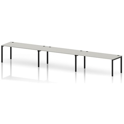 Impulse Bench Single Row 3 Person 1800 Black Frame Office Bench Desk Dove Grey