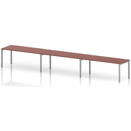 Impulse Bench Single Row 3 Person 1800 Silver Frame Office Bench Desk Brick Red