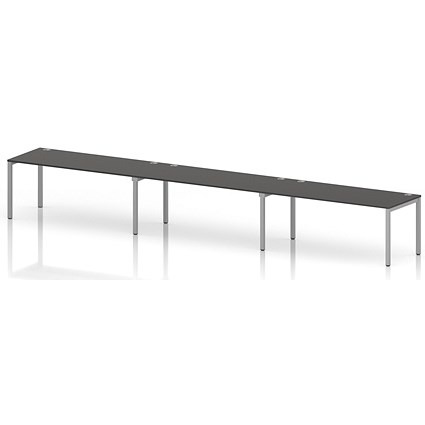 Impulse Bench Single Row 3 Person 1800 Silver Frame Office Bench Desk Carbon Grey