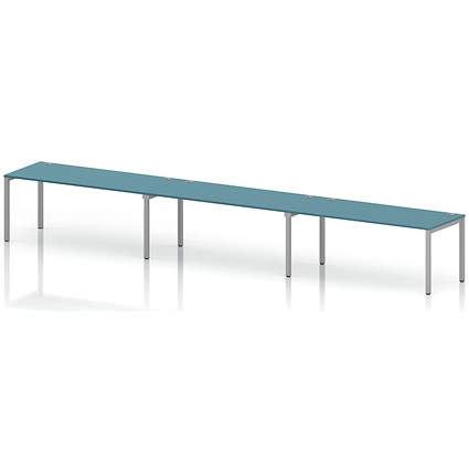 Impulse Bench Single Row 3 Person 1800 Silver Frame Office Bench Desk Dark Teal