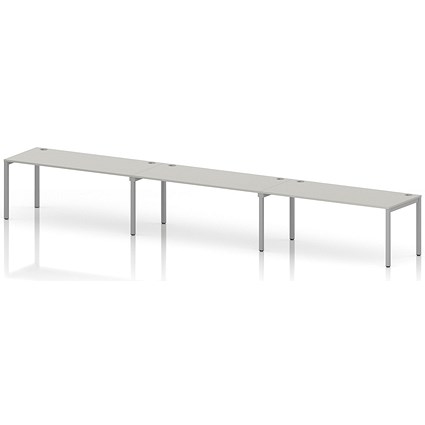 Impulse Bench Single Row 3 Person 1800 Silver Frame Office Bench Desk Dove Grey
