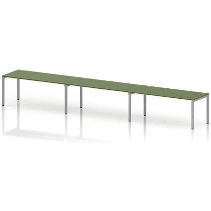 Impulse Bench Single Row 3 Person 1800 Silver Frame Office Bench Desk Moss Green