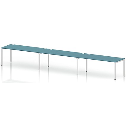 Impulse Bench Single Row 3 Person 1800 White Frame Office Bench Desk Dark Teal
