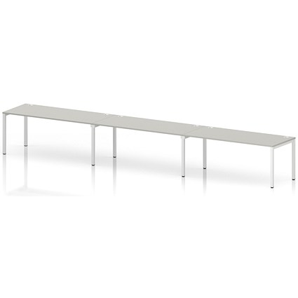 Impulse Bench Single Row 3 Person 1800 White Frame Office Bench Desk Dove Grey