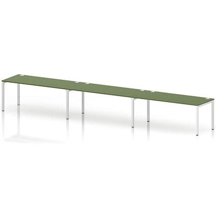 Impulse Bench Single Row 3 Person 1800 White Frame Office Bench Desk Moss Green