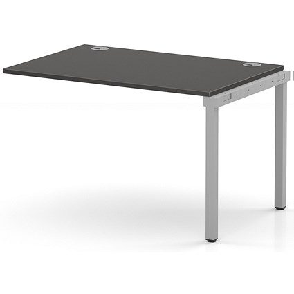 Impulse Bench Single Row Ext Kit 1200 Silver Frame Office Bench Desk Carbon Grey