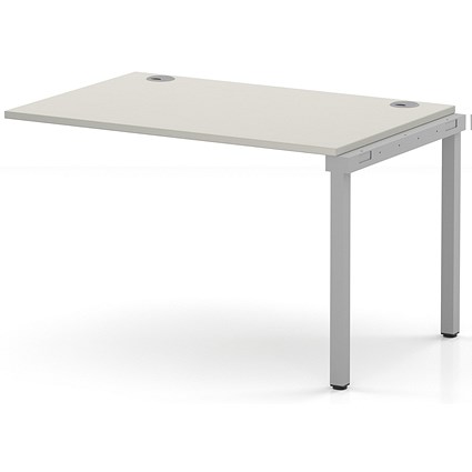 Impulse Bench Single Row Ext Kit 1200 Silver Frame Office Bench Desk Dove Grey