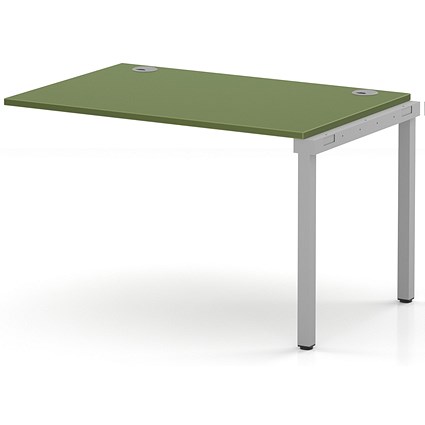 Impulse Bench Single Row Ext Kit 1200 Silver Frame Office Bench Desk Moss Green