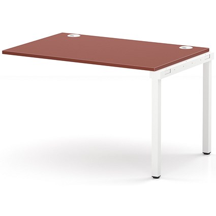 Impulse Bench Single Row Ext Kit 1200 White Frame Office Bench Desk Brick Red