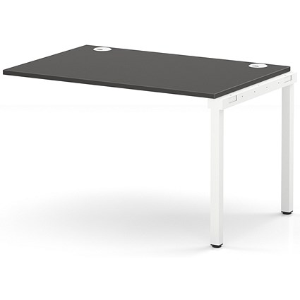 Impulse Bench Single Row Ext Kit 1200 White Frame Office Bench Desk Carbon Grey