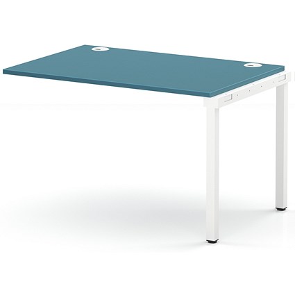 Impulse Bench Single Row Ext Kit 1200 White Frame Office Bench Desk Dark Teal