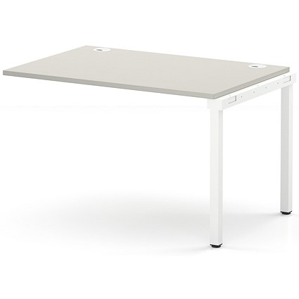 Impulse Bench Single Row Ext Kit 1200 White Frame Office Bench Desk Dove Grey