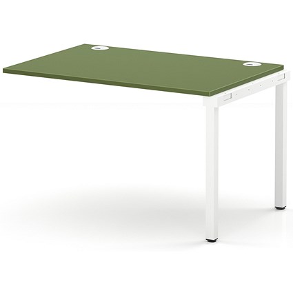 Impulse Bench Single Row Ext Kit 1200 White Frame Office Bench Desk Moss Green