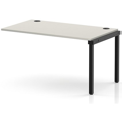 Impulse Bench Single Row Ext Kit 1400 Black Frame Office Bench Desk Dove Grey