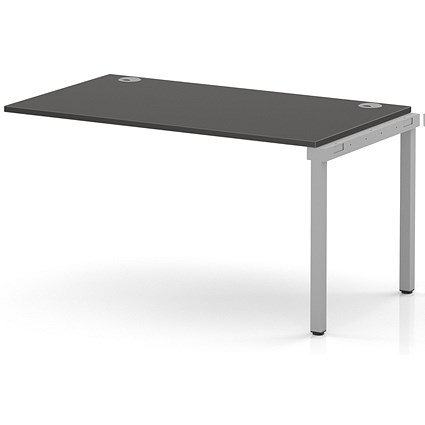 Impulse Bench Single Row Ext Kit 1400 Silver Frame Office Bench Desk Carbon Grey