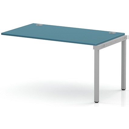 Impulse Bench Single Row Ext Kit 1400 Silver Frame Office Bench Desk Dark Teal