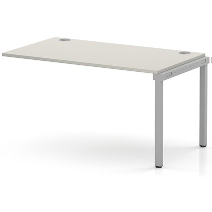 Impulse Bench Single Row Ext Kit 1400 Silver Frame Office Bench Desk Dove Grey