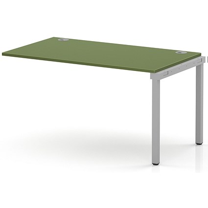 Impulse Bench Single Row Ext Kit 1400 Silver Frame Office Bench Desk Moss Green