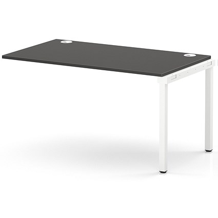 Impulse Bench Single Row Ext Kit 1400 White Frame Office Bench Desk Carbon Grey