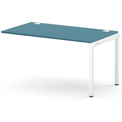 Impulse Bench Single Row Ext Kit 1400 White Frame Office Bench Desk Dark Teal