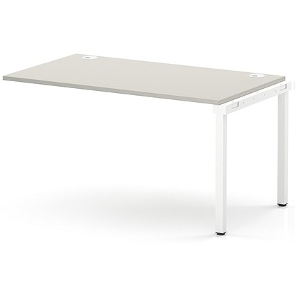 Impulse Bench Single Row Ext Kit 1400 White Frame Office Bench Desk Dove Grey