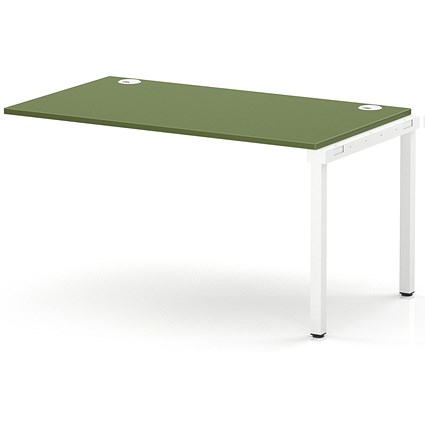 Impulse Bench Single Row Ext Kit 1400 White Frame Office Bench Desk Moss Green